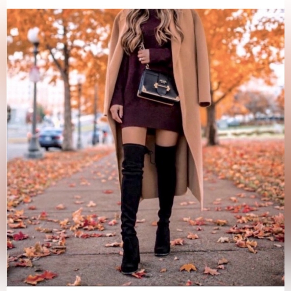 NWOT!🤩STUART WEITZMAN!⛄️JOCEY!❄️Suede/Over-the-Knee Boots/Blk/size-9
